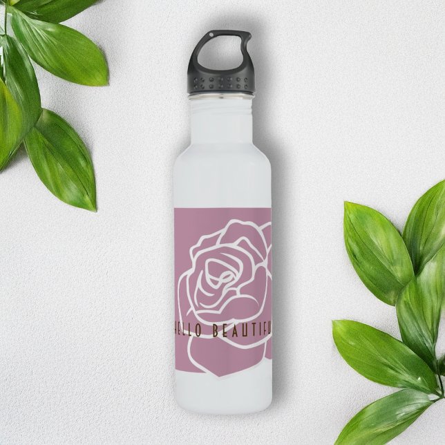 Hello Beautiful - Modern Pink Rose Custom Edelstahlflasche (Von Creator hochgeladen)