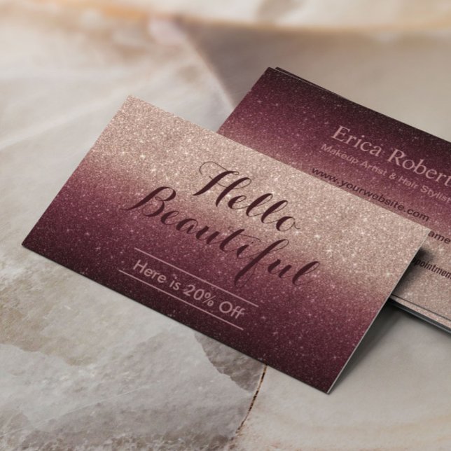 Hello Beautiful Rose Gold Ombre Salon Referendum Empfehlungskarte (Von Creator hochgeladen)