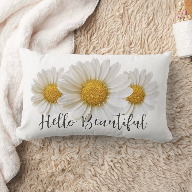 Hello Beautiful White Daisies Floral Lendenkissen (Decke)