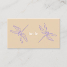 Hello beig rustic Dragonflies insect illustration Visitenkarte