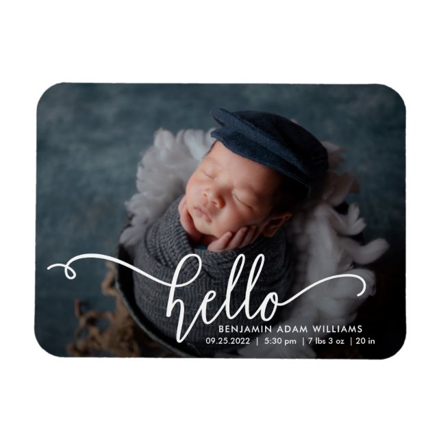 Hello Birth Announcement & Danke Magnet (Horizontal)
