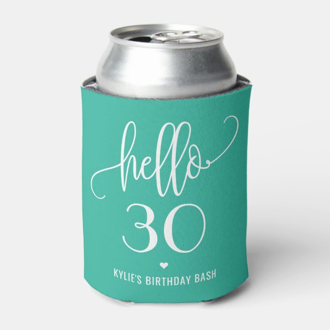 Hello Birthday Editable Color Gastgeschenk Cool Dosenkühler (Kanne Vorderseite)