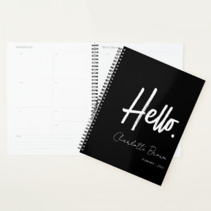 Hello Black and White Modern Minimalistisch Planer
