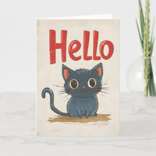 Hello Black Cat Feiertagskarte
