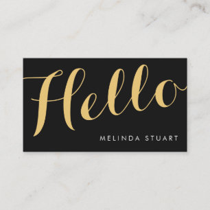 Hello Black&Gold Elegante Typografie Makeup Artist Visitenkarte