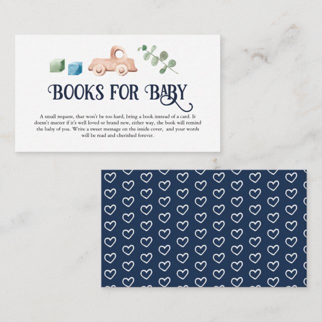 Hello Boy Baby Shower Books for Baby Begleitkarte (Vorne/Hinten)