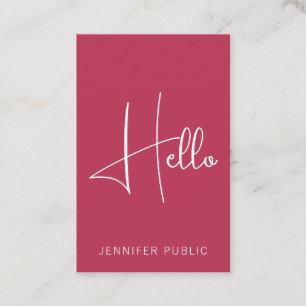 Hello Business Card Moderne vertikale Beruflich Visitenkarte