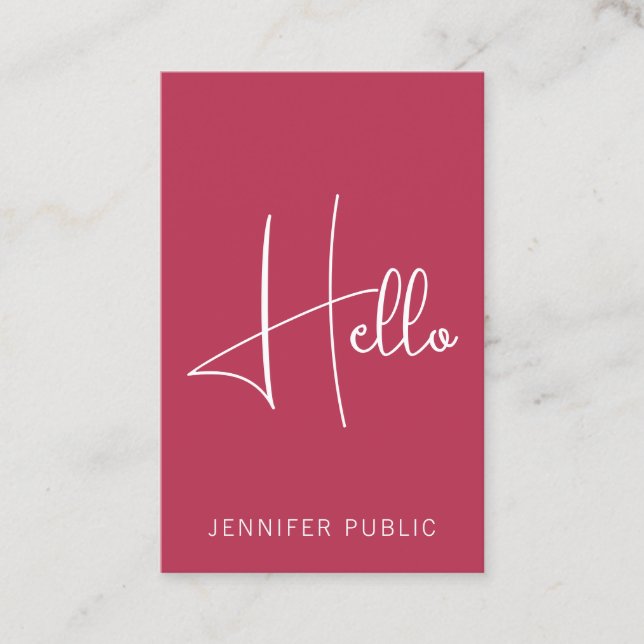 Hello Business Card Moderne vertikale Beruflich Visitenkarte (Vorderseite)