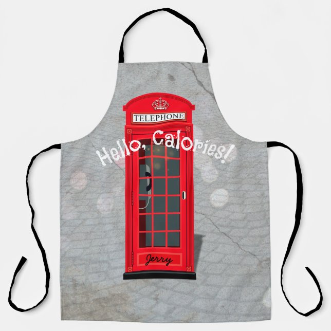 Hello, Calories! Red London Phone Booth Schürze (Vorderseite)