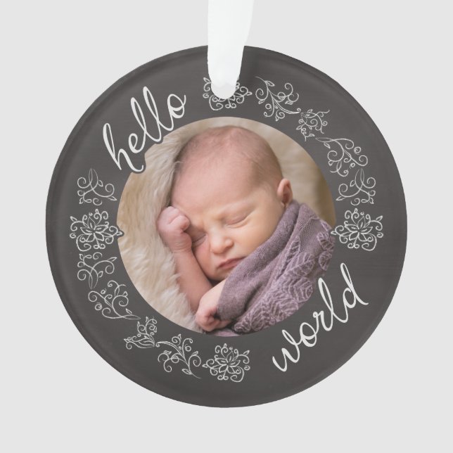 Hello Chalkboard Baby's First Personalisiert Ornament (Vorderseite)