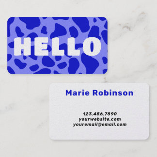 HELLO Cow Print White royal blue Visitenkarte