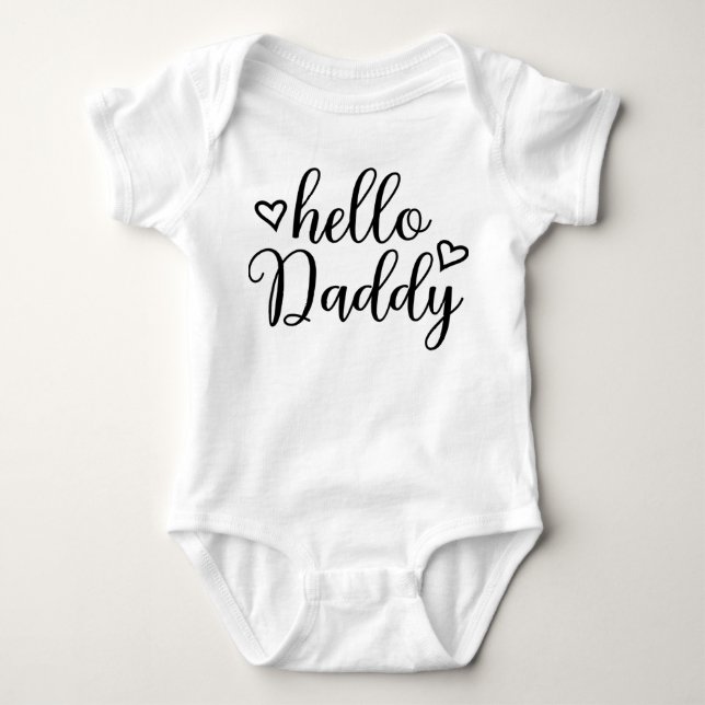 Hello Daddy Pregnancy Ankündigung Baby Strampler (Vorderseite)