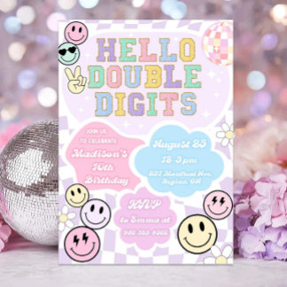Hello Double Digits Birthday Einladung Template