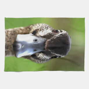 Hello Ducky Quirky Duck Portrait Geschirrtuch