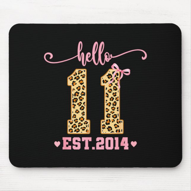 Hello Eleven Est 2014 11th Birthday Coquette Bow L Mousepad (Vorne)