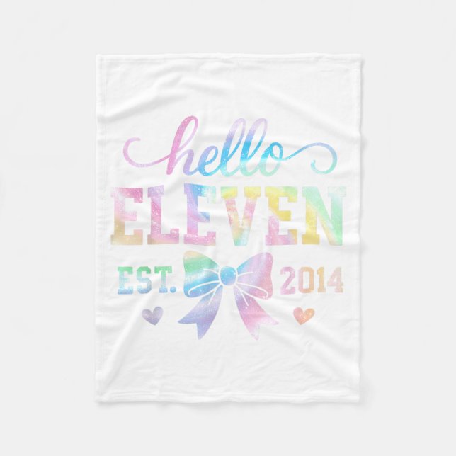 Hello Eleven Est 2014 Coquette Bow 11th Birthday G Fleecedecke (Vorderseite)