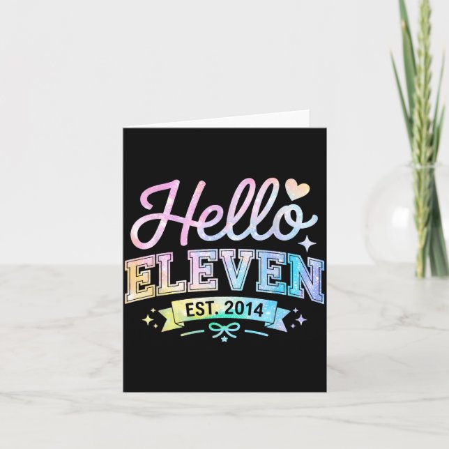 Hello Eleven Est 2014 Coquette Bow 11th Birthday G Karte (Vorderseite)