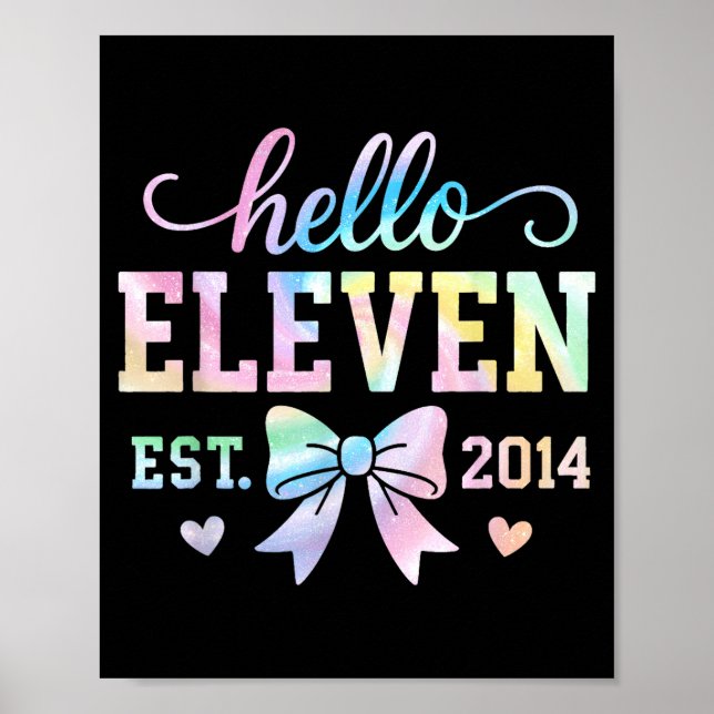 Hello Eleven Est 2014 Coquette Bow 11th Birthday G Poster (Vorne)