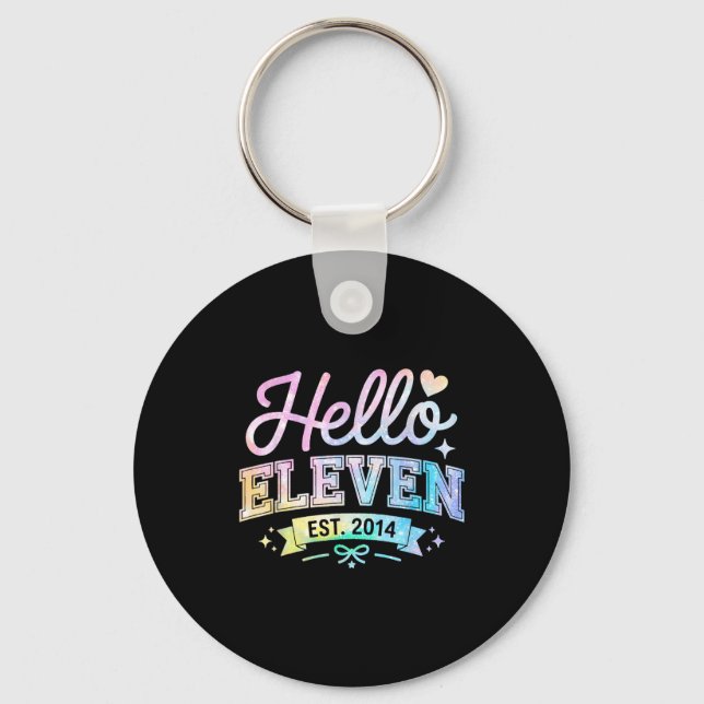 Hello Eleven Est 2014 Coquette Bow 11th Birthday G Schlüsselanhänger (Vorderseite)