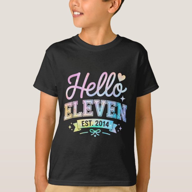 Hello Eleven Est 2014 Coquette Bow 11th Birthday G T-Shirt (Vorderseite)