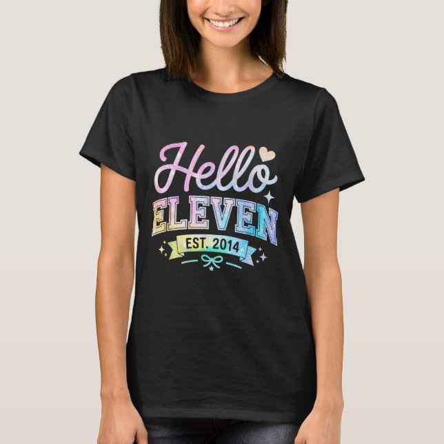 Hello Eleven Est 2014 Coquette Bow 11th Birthday G T-Shirt (Vorderseite)