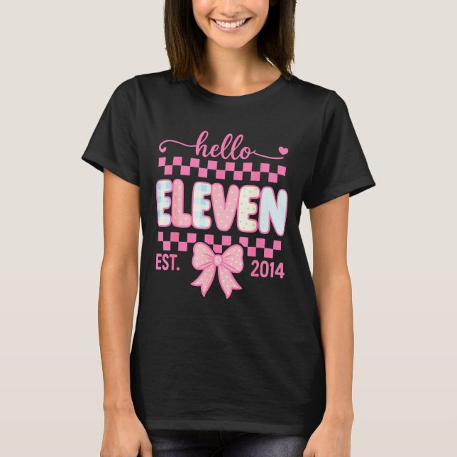 Hello Eleven Est 2014 Coquette Bow Happy 11th Birt T-Shirt (Vorderseite)