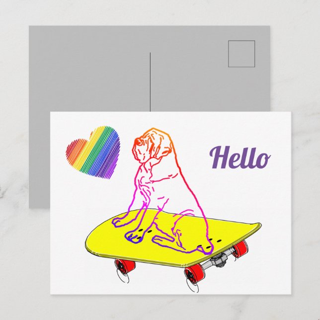 Hello  engliish Mastiff Dogge Urlaub Postkarte (Vorne/Hinten)