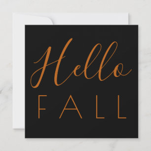 Hello Fall Black Minimalistisch Typografy Autumn Mitteilungskarte