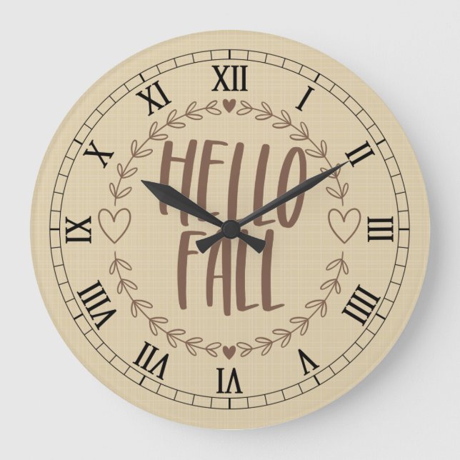 Hello Fall Clock Große Wanduhr (Vorderseite)