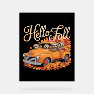 Hello Fall Funny Sloth Halloween pumkin Classic T-