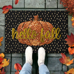 Hello Fall Glitzer Pumpkin + Metallic Gold & Black Fußmatte