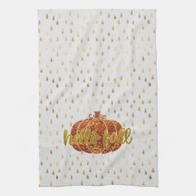 Hello Fall Glitzer Pumpkin + Metallic Gold & White