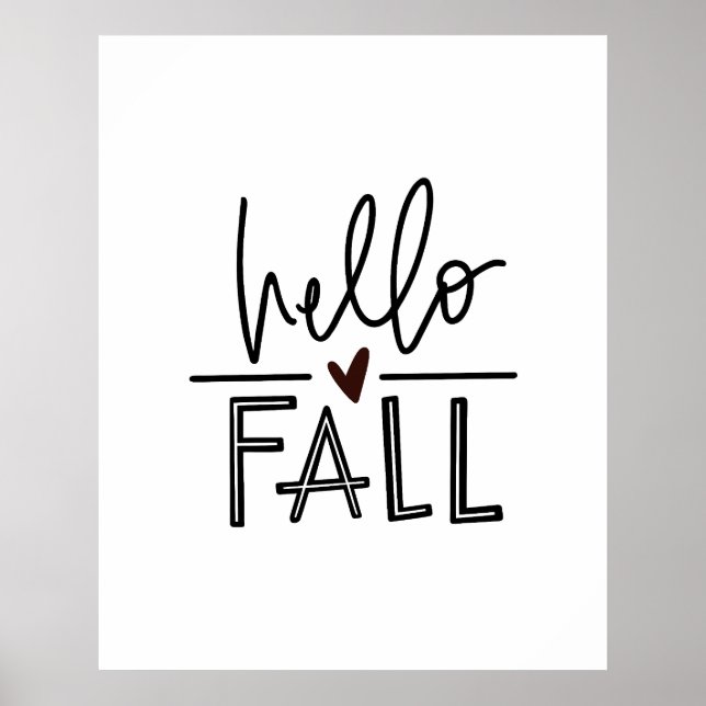 Hello Fall Hand Briefe Herbstposter Poster (Vorne)