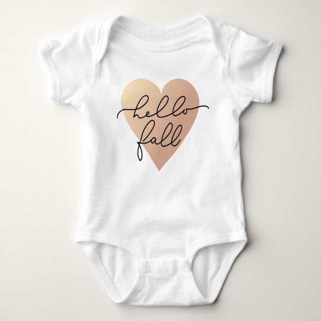 Hello Fall Liebe Heart Baby Strampler (Vorderseite)