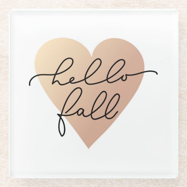 Hello Fall Liebe Heart Glasuntersetzer (Vorderseite)