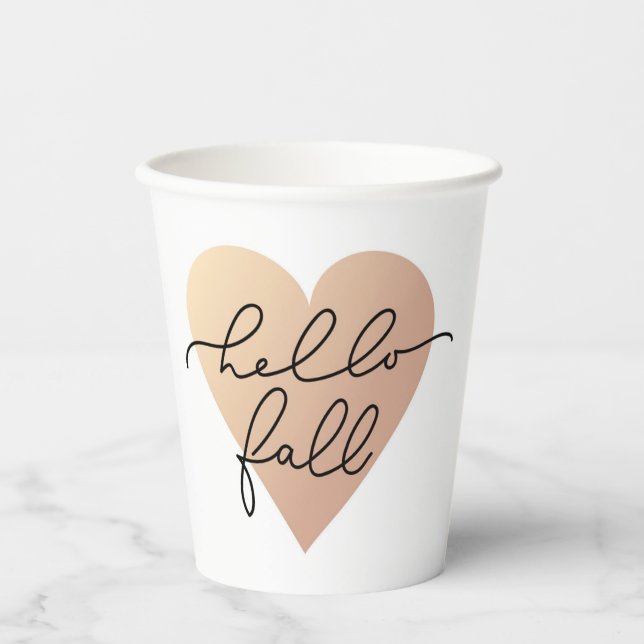 Hello Fall Liebe Heart Pappbecher (Vorderseite)