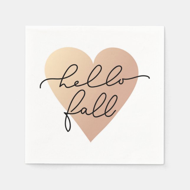 Hello Fall Liebe Heart Serviette (Vorderseite)