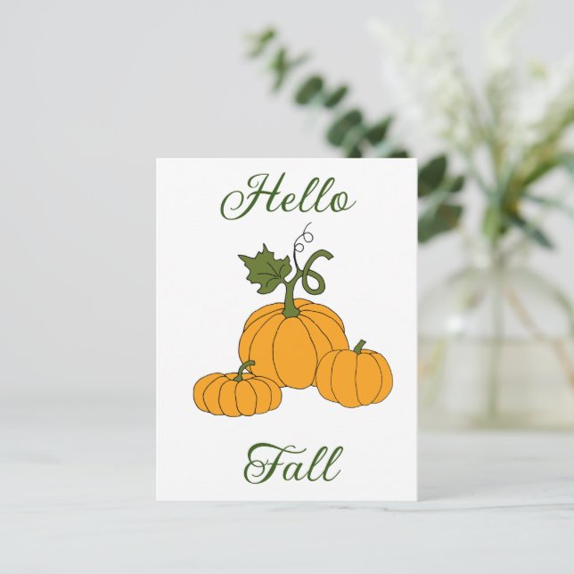 Hello Fall Minimalistisch Niedlich Postkarte (Stehend Vorderseite)