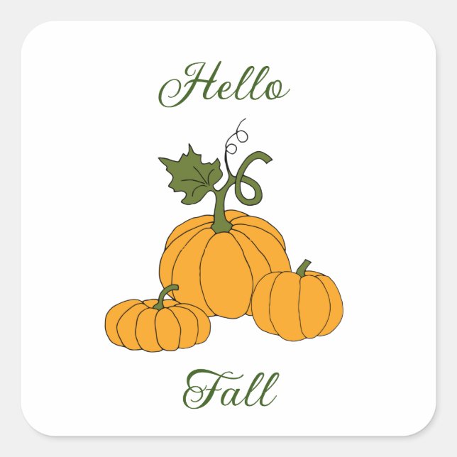 Hello Fall Minimalistisch Niedlich Quadratischer Aufkleber (Vorderseite)