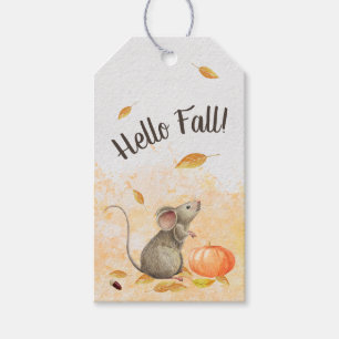 Hello Fall Niedlich Mouse Erntedank Business Geschenkanhänger