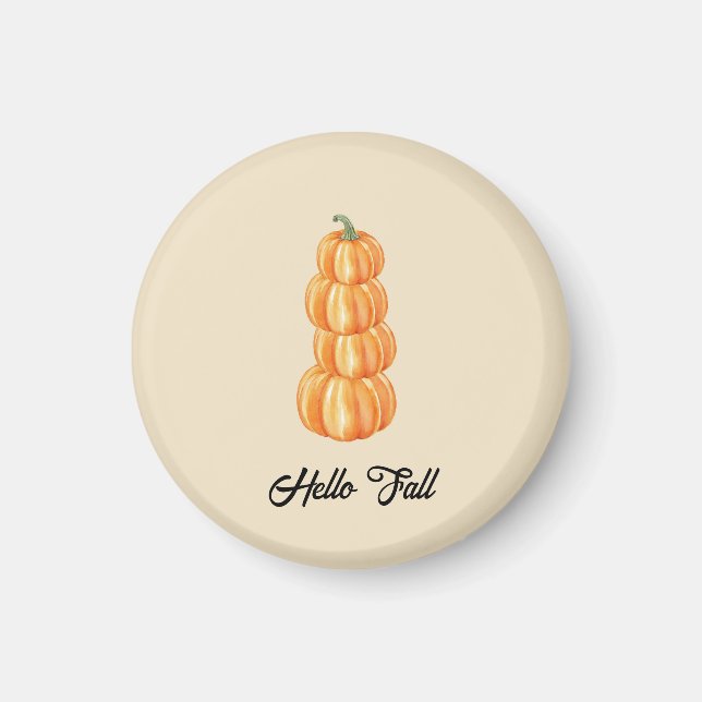 Hello Fall Pumpkin Stack Autumn Beige Magnet (Vorne)