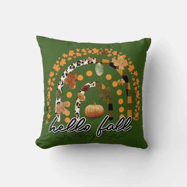 Hello Fall Pumpkin Trendy Cotton 16"X16 Kissen (Vorderseite)