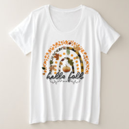 Hello Fall Pumpkin Trendy Große Größe T-Shirt