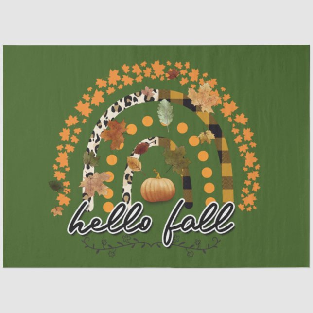 Hello Fall Pumpkin Trendy Seidenpapier (Vorderseite)