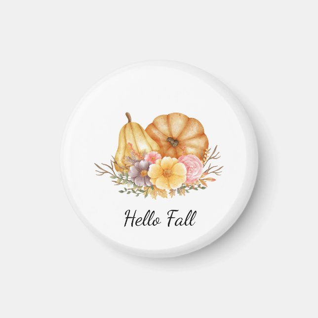 Hello Fall Pumpkins und Blume - Gemütlicher Herbst Magnet (Vorne)