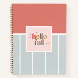 Hello Fall Retro Typografie Striped Notizbuch