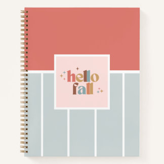 Hello Fall Retro Typografie Striped Notizbuch
