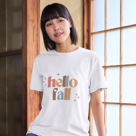 Hello Fall Retro Typografie T-Shirt