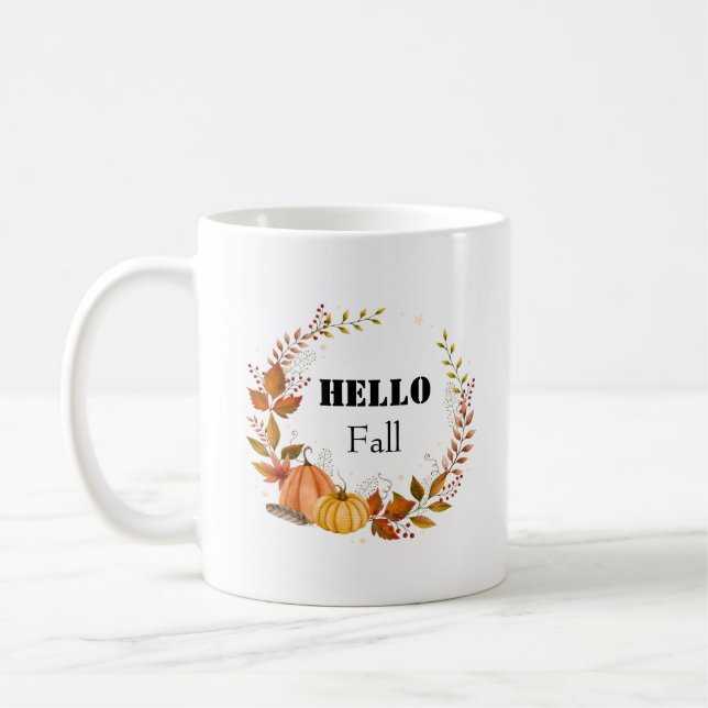 Hello Fall Rustic Pumpkin - Gemütlicher Bauernhof  Kaffeetasse (Links)