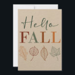 "Hello Fall" rustikale, moderne, farbenfrohe Blätt Feiertagskarte<br><div class="desc">"Hello Fall" elegante bunt Typografie auf rustikalem Papier mit modernen umrissenen Blätter. Die Rückseite mit mehr Blätter und Leerzeichen für eine handgeschriebene Note. Eine schicke, raffinierte Karte, um Kunden, Kunden, Familienmitgliedern und Freunden im Herbst Nachrichten zu senden oder Erntedank zu erhalten. Bitte kontaktieren Sie mich, wenn Sie weitere Anpassungen wünschen....</div>